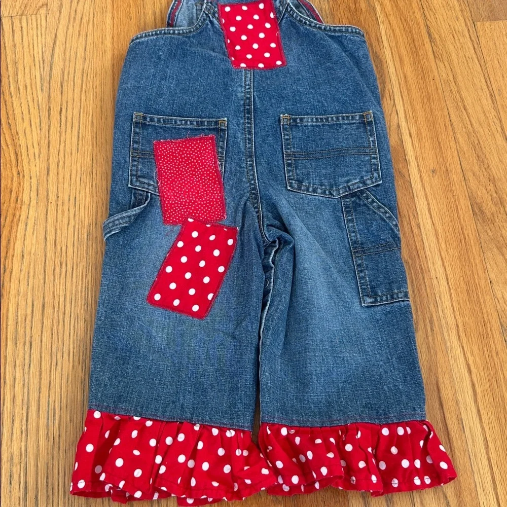 Vintage Old Navy White and Red Polka Dots Overalls